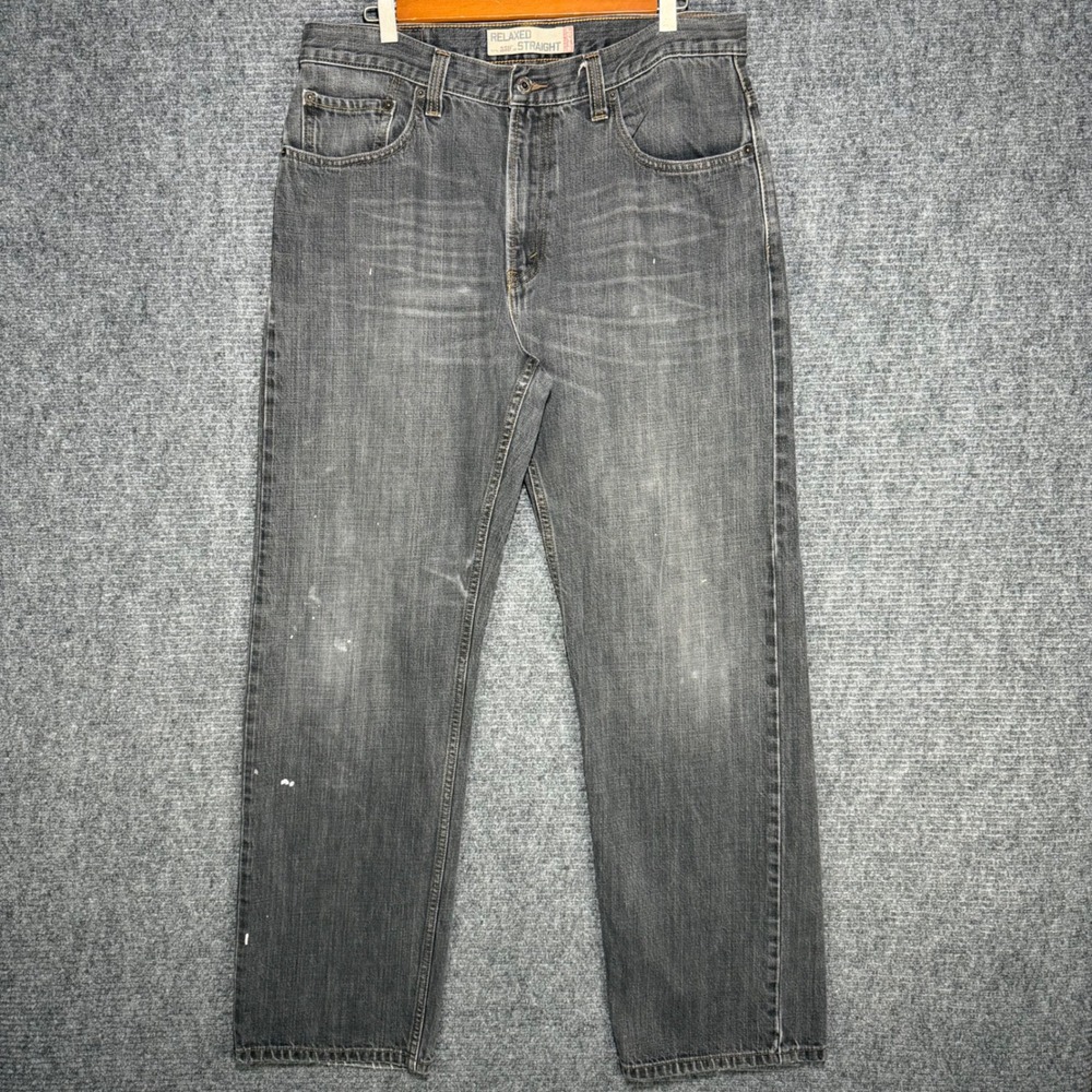 Levis 569 Relaxed Straight Jeans Mens 34x32 Faded Black Painted Denim